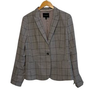Banana Republic Plaid Classic Fit Boy Gray Women's Blazer 14